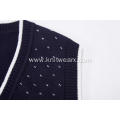 Boy's Knitted 100% Cotton Jacquard Spot School Vest